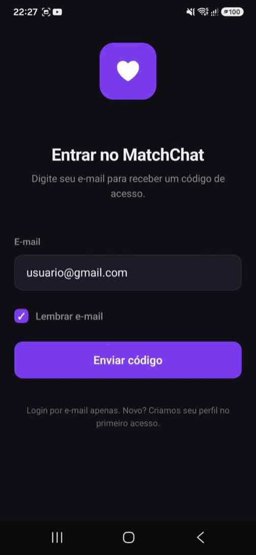 Tela de login do MatchChat
